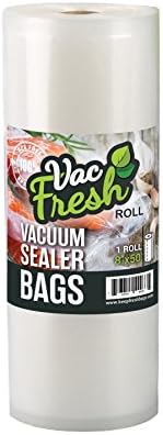 Vac Fresh Food Vacuum Sealer Rolls (8" x 50', 1 Roll), 3.5mil VF850 Embossed Food Storage Bags, Vacuum Seal Bags for Meal Prep, Sous Vide Bags for Cooking (50 Feet) by KeepFreshBags