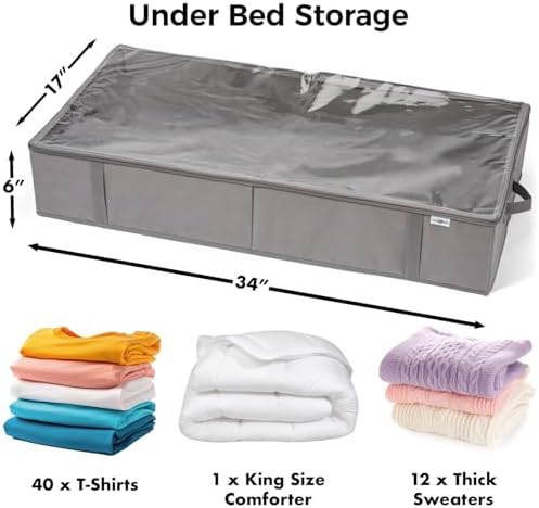 StorageExpert Under Bed Storage Containers, Closet Organizer, Grey, 4 Pack - Image 2