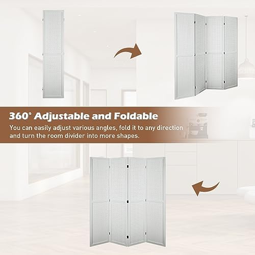 Pegboard Room Divider Freestanding Wood Room Partition Divider - Image 4
