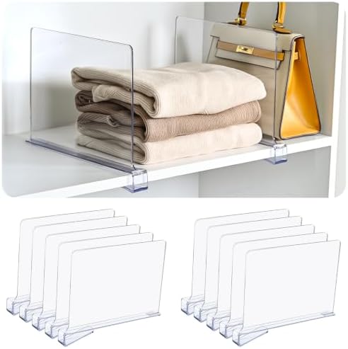 Shelf Dividers，Vertical Purse Organizer for Closet，Thickened and Sturdy Shelf Organizer for Sweater, Shirts, Handbags,8" Tall x 11" (10 Pcs) by UniHIMO