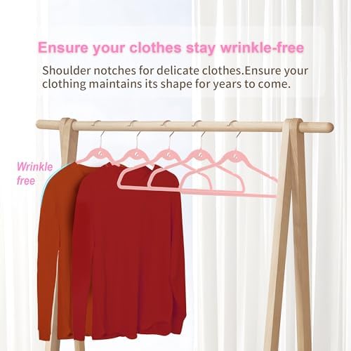 Multi-Color Velvet Hangers 50 Pack with Cascading Hooks, Non-Slip Black, Pink, White, Grey, and Purple Velvet Hangers for Clothes, Suits, and Coats - Image 3