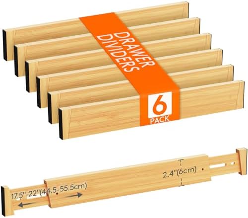 Lifewit 2.4" Kitchen Drawer Dividers, Adjustable Bamboo Drawer Organizers by Lifewit