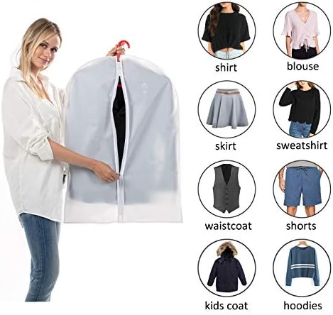 MsKitchen 6 Pack Short Garment Bags (24x32") - Dustproof Covers for Kids Clothes - Durable PEVA Storage Bags with Sturdy Zipper for Dance Costumes, Tops & Folded Pants (Translucent) - Image 4
