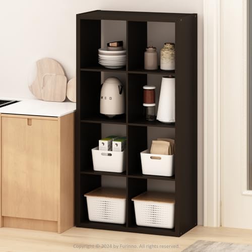 Furinno HERMITE 8-Cube Kitchen Island, Extra Thick Coffee Bar, Dark Oak - Image 2