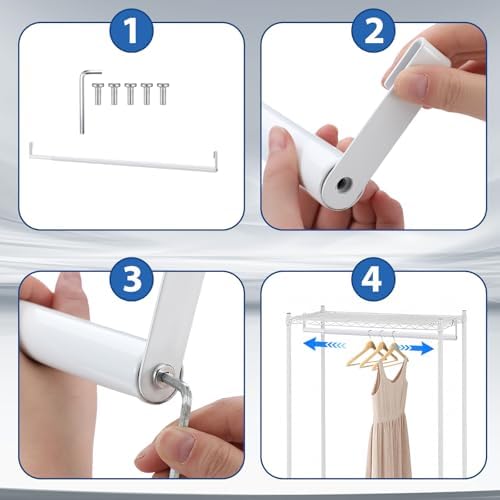 Threehoney Expandable Closet hanger Rod for Wire Shelf, 36-60 Inch, White - Image 4