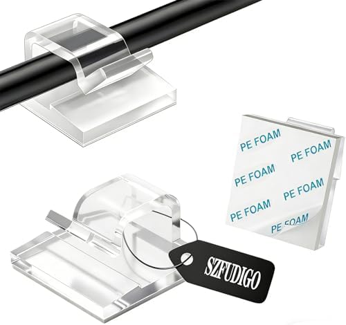 Cable Clips，50PCS Electrical Cord Management Adhesive Cable Wire Clip Wire Clips wall，Used for Cars, Offices, and Homes Cable Clips Cord Organizer (Transparent) by SZFUDIGO