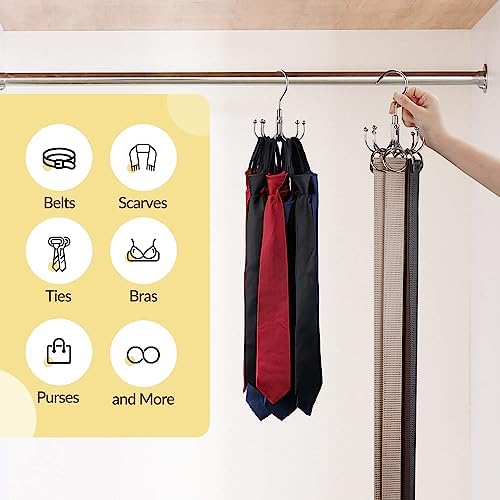Belt Hanger, Space Saving Belt Organizer for Closet, Max 24 Storage Capacity, Rotating Belt Rack Closet Organizers and Storage for Hanging Belt, Ties, Silver - Image 5
