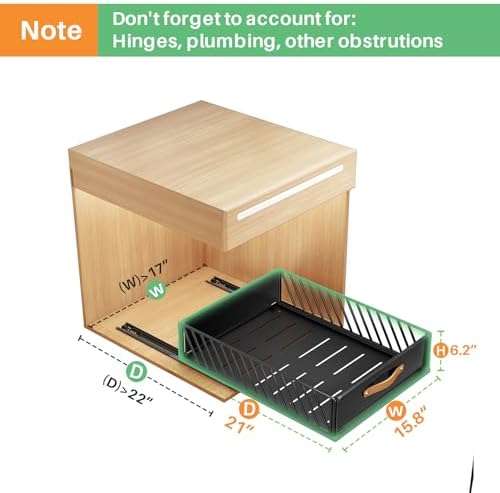 Pull out Cabinet Organizer,Heavy Duty Slide out Pantry Shelves Drawer Storage with Adhesive Nano Film,Sliding Mesh Cabinet Basket with Handle for Kitchen, Bathroom, Home, 15.8"W X 21"D X6.2"H,Black - Image 3