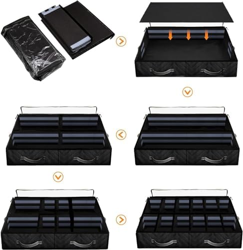 Set of 2, Under Bed Shoe Storage Organizer, Black - Image 3