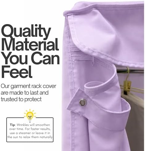 Formosa Covers Portable Garment Rolling Rack Cover - Protect Your Clothes from Dust Keep Your Room Looking Organized in Lilac Purple (Cover Only) (36" W x 18" D x 68" H) - Image 6