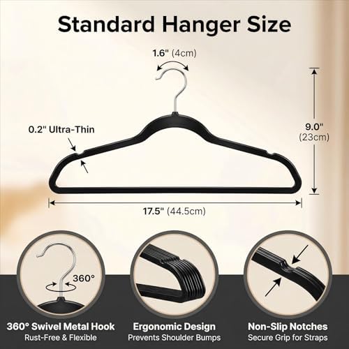 HOUSE DAY Black Plastic Hangers 50 Pack - Ultra-Thin Heavy Duty Non-Velvet - Image 7