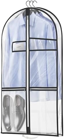 Lazebox 43" Travel Garment Bag with Accessories Zipper Pocket, Heavy Duty Suit Bag for Suits, Tuxedos, Dresses, Coats by Lazebox