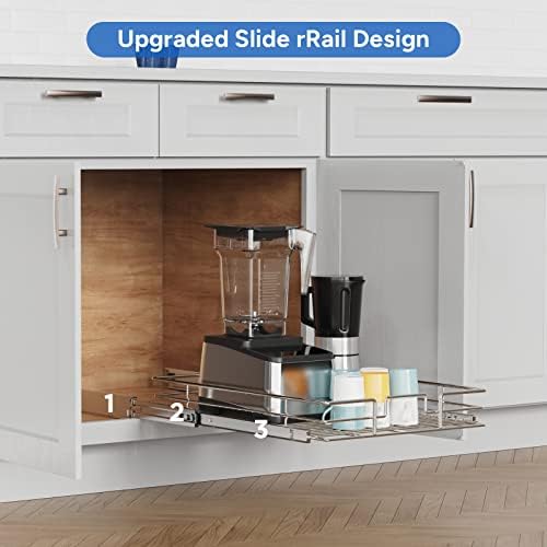 ROOMTEC Pull Out Cabinet Organizer, Cabinet Pull Out Shelves 20" W x 21" D, Heavy Duty Cabinet Drawers Slide Out Kitchen Cabinet Organizers Storage Shelf - Image 5