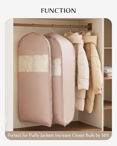 EACHY Garment Bag for Hanging Clothes, Space Saving Dustproof Clothes Cover with Self-Compression Zipper, Visible Closet Organizer for Closet Storage - Image 2