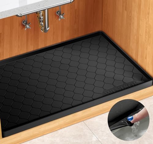 Winisok Waterproof Under Sink Mat 22" x 22", Silicone Mat, Black by Winisok