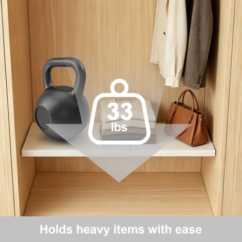 Cream White Adjustable Shelf for Closet (L: 31.5-59.in W：11.81 in) - Image 3