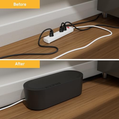 D-Line Cable Management Box with 6 AC Outlet 6ft Power Strip, Hide Extension Cords and Excess Wire Clutter, 16.5in (L) x 4.5in (H) x 5in (W) - Large, Black - Image 5