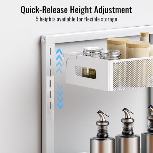 TISTAYA Full Metal Under Sink Organizer, Pull Out Cabinet Organizers and Storage, Silk-Smooth Sliding Drawer for Kitchen, Bathroom, Pantry, Cabinet, Closet (White, 2 Pack) - Image 4