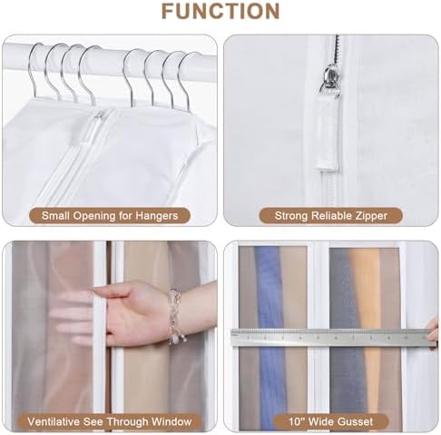 32" Cotton Garment Bag for Hanging Clothes, Short, 3 Pack Suit Bag - Image 3