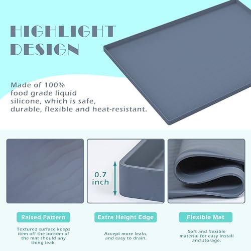 URMONA Waterproof Silicone Under Sink Mat 22'' x 14'' Shelf Liner for Kitchen and Bathroom, Cabinet and Counter Protector, Storage and Organizers, Litter Mat, Pet Cat Puppy Essentials(Khaki) - Image 3