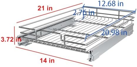 Pull Out Cabinet Organizer, Heavy-Duty Metal Sliding Drawer Shelf for Kitchen Cabinets, Chrome, Doesn't Include Door Fittings (14 * 21 IN) - Image 3