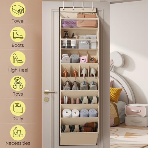 Mefirt XL Clear Over the Door Shoe Organizer for Closet Fit 25 Pairs - Image 3