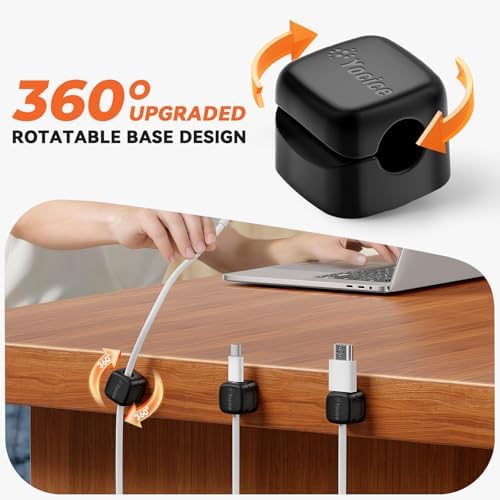 6Pack Cable Clips Cord Organizer for Desk, 360° Rotatable, Black - Image 2