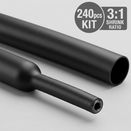 3:1 Dual Wall Heat Shrink Tubing Kit 240 PCS Black - Image 5