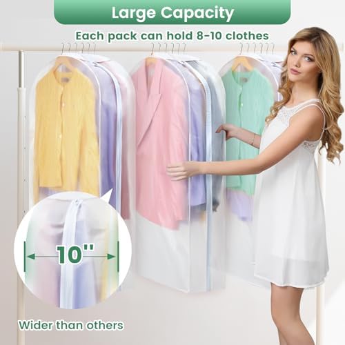 Carbrea 10" Gusseted Garment Bags for Hanging Clothes, 43 inches, 3 Pack - Image 3