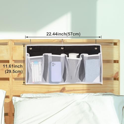 Pndeyo 1pc Bed Hanging Shoe Organizers with 3pcs Hooks, 22.44x11.61in,Black - Image 2