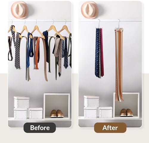 ZEDODIER Tie Hanger for Closet, Rotating Tie Organizer, Holds 8 Ties - Image 2