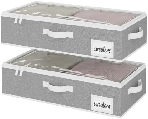 StorageWorks 5 Inch Low Profile Under Bed Storage Containers with Clear Lid by StorageWorks