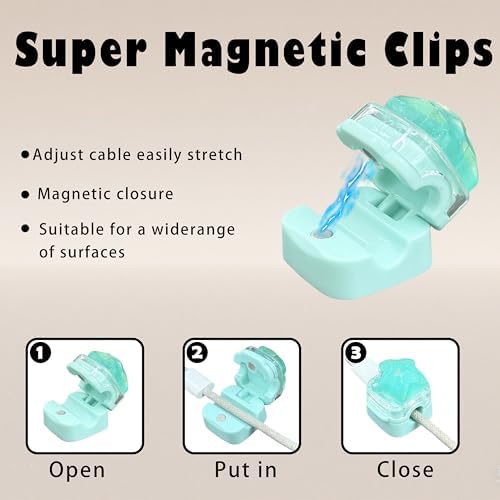 9Pack Magnetic Cable Clips,Night-Glowing Cord Holder,3Color - Image 3