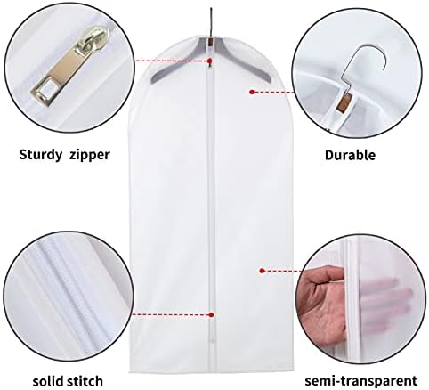 MsKitchen 6 Pack Shirt Garment Bags (24x36") - Dustproof Short Suit Covers - Durable PEVA Closet Bags with Sturdy Zipper for Blouses, Jackets, Sweaters & T-Shirts (Translucent) - Image 5