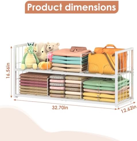 Hongtamoya Stackable Closet Storage Shelf with Adjustable Divider - Image 3