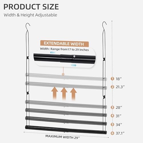 STORAGE MANIAC Hanging Closet Rod, Adjustable Width and Height Closet Hanging Organizer, Space-Saving Clothes Hanging Bar, Closet Extender Hanging Rod Double Closet Hanging Rod, 1 Pack Black - Image 2