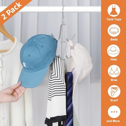 TOPIA HANGER Purse Hanger Organizer for Closet, 2-Pack Handbag Organizer Hanger, 360°Swivel Metal Purse Hooks, Bag Rack, Belt Organizer, Tie Rack, Scarf Hanger, Bag Storage Organizer, Silver - Image 4