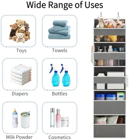 Over Door Hanging Organizer for Bedroom (Grey-2, 2 pcs) - Image 6