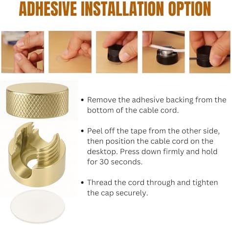 3PCS Premium Cord Holder for Nightstand, Computer Cord Organizer for Desk, Appliance Cord Organizers, Stick-On Cable Clip for Charger, Laptop, USB, Headphones, Wire Management Set, Gold - Image 5