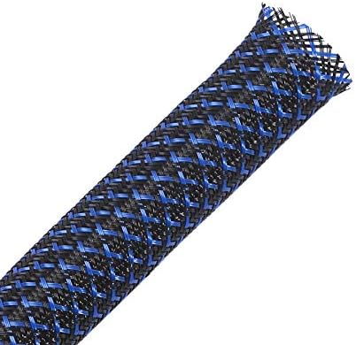 100ft - 3/8 inch PET Expandable Braided Sleeving – BlackBlue – Alex Tech Braided Cable Sleeve by AlexTech