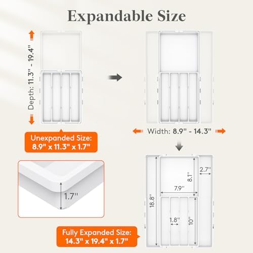 Lifewit Expandable Silverware Drawer Organizer, Utensil Tray for Kitchen - Image 2