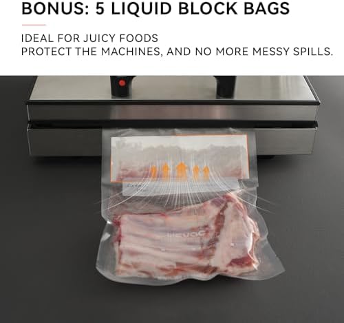 Wevac Vacuum Sealer Bags, 150 Gallon 11" x 16", and Quart 8" x 12" and Pint 6" x 10", 5 Liquid Block Bags & 5 Bone Guard Pieces, Heavy Duty for Food Storage, Sous Vide & Meal Prep - Image 5