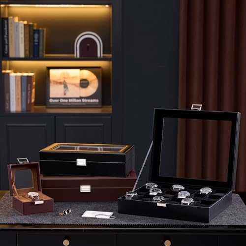 ProCase Watch Box Organizer, 14 Slot Watch Display Case, Espresso&Beige - Image 7
