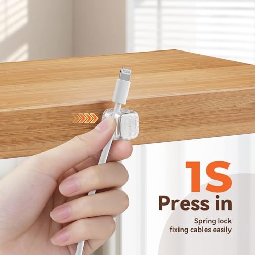 6Pack Cable Clips Cord Organizer for Desk, 360° Rotatable, Clear - Image 5
