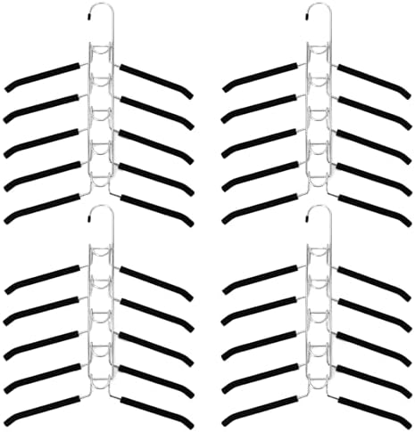 QWORK 4 Pack Clothes Hangers Space Saving, 5 in 1 Multi Layer Metal Hanger Racks for Coat, Suit, Sweater, T-Shirt by QWORK