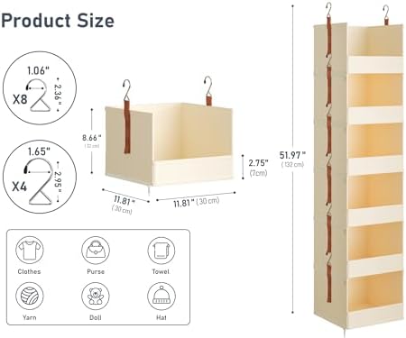 DIMJ Hanging Closet Organizer - 5-Tier Modular Hanging Shelves with Zippers Hooks, Collapsible Baskets for RV, Dorm, Small Spaces, Fabric Storage Bins for Clothes, Handbags - Image 2