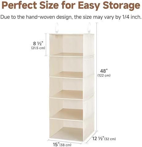 StorageWorks Hanging Closet Organizer for Small Closets, 5 Shelf - Image 3