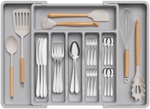 Lifewit Extra Large Silverware Drawer Organizer, Expandable Utensil Tray by Lifewit