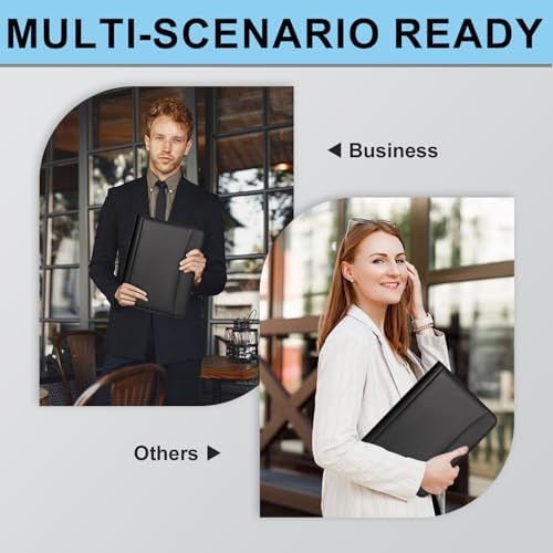Eshow Portfolio Organizer - 3 Ring Binder with Zipper, Vegan Leather Business Padfolio Folder with Notepad Includes 10 Clear Sheet Protectors for Documents Files for Men Women - Image 7