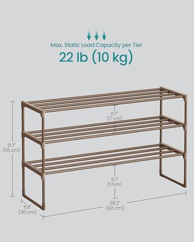 SONGMICS Shoe Rack, 3-Tier Shoe Organizer, Metal Storage Shelf - Image 3